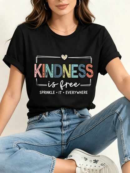 Kindness Is Free Printed Plus Size T-Shirt