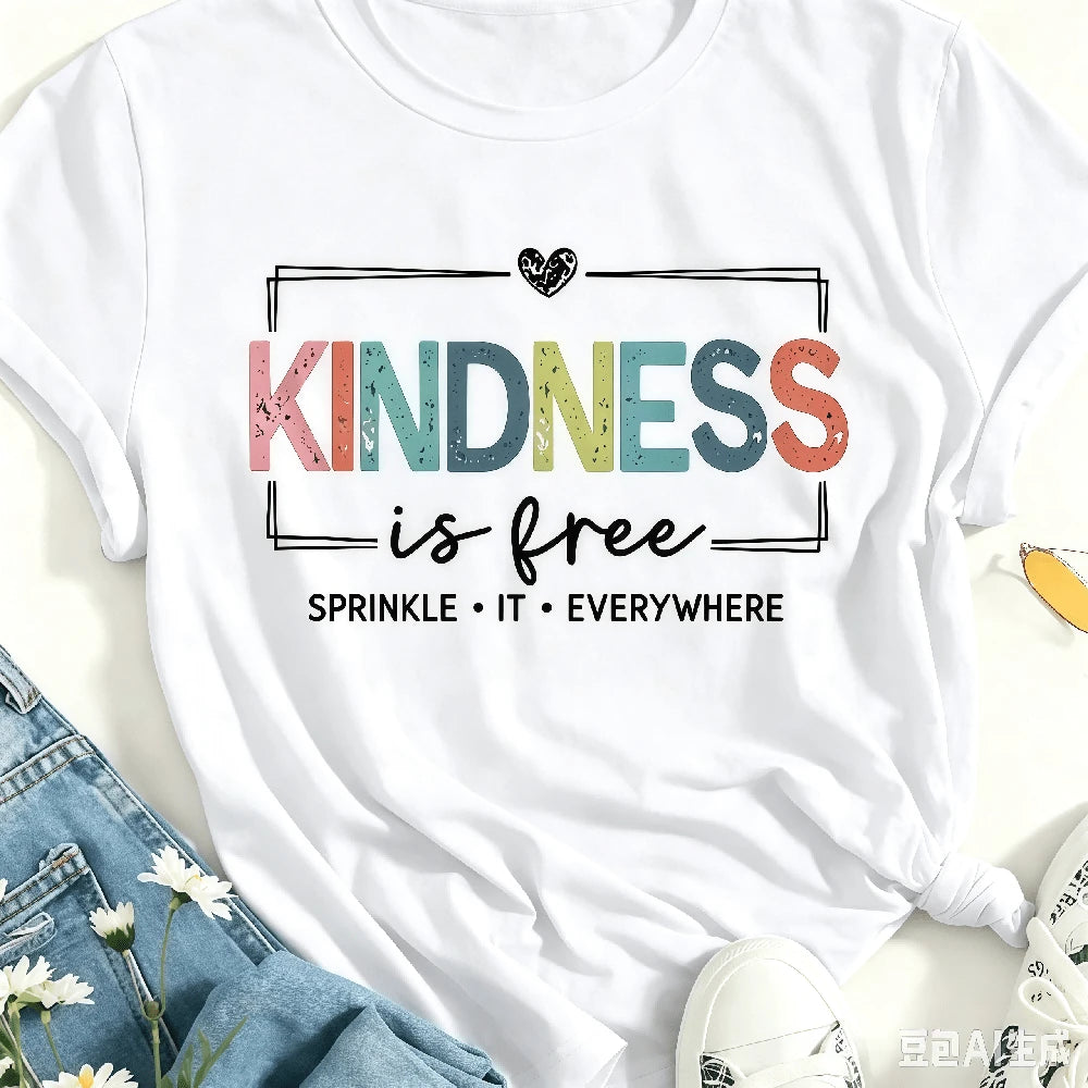Kindness Is Free Printed Plus Size T-Shirt