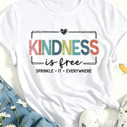 Kindness Is Free Printed Plus Size T-Shirt