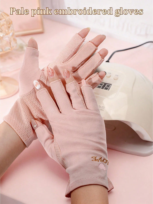 klimonla 1pair Anti Nail Lamp Anti-Ultraviolet Anti-Illumination Phototherapy Fingerless Gloves,Nail Supplies,Nail Tools,Nail Art Tools,Back To School,Nails,Nail Tools For Press On Nails