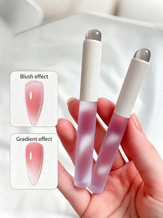 klimonla 1pc Light Gray Transparent Halo Gradient Nail Art Silicone Brush, Portable Multi-Functional Reusable Nail Art Brush, Lip Brush, Specialized Tool For Summer Nail Art Blending