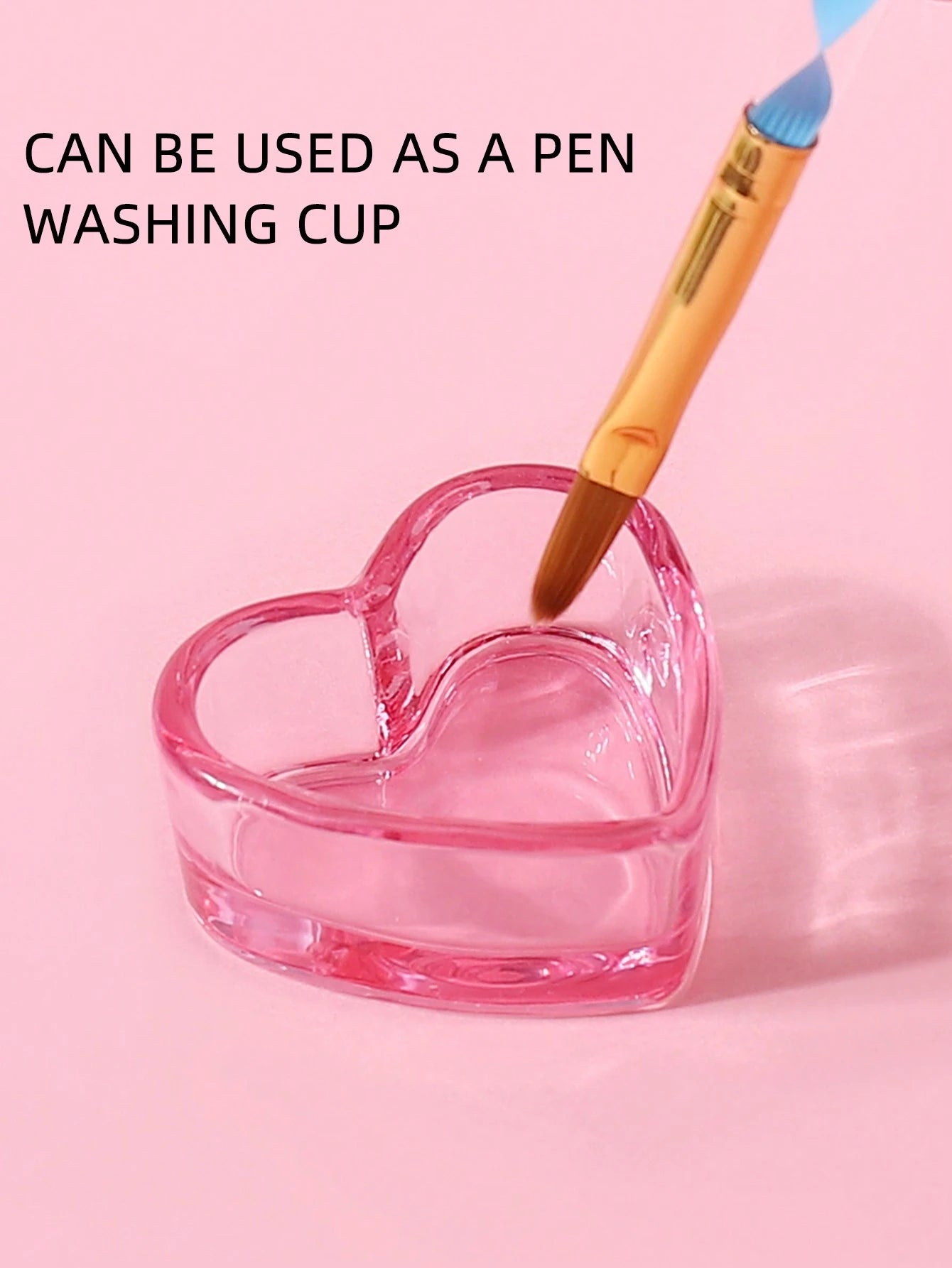 klimonla 1Pc Multifunctional Mini Pink Heart Shaped Wash Cup, Paint Mixing Cup, Crystal Glass,Nail Supplies,Nail Tools,Nail Art Tools,Back To School,Nails,Nail Tools For Press On Nails