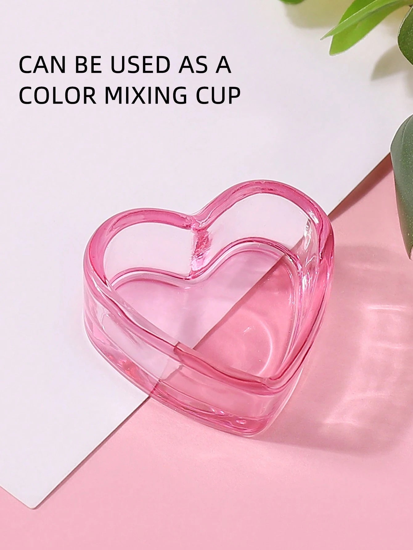 klimonla 1Pc Multifunctional Mini Pink Heart Shaped Wash Cup, Paint Mixing Cup, Crystal Glass,Nail Supplies,Nail Tools,Nail Art Tools,Back To School,Nails,Nail Tools For Press On Nails