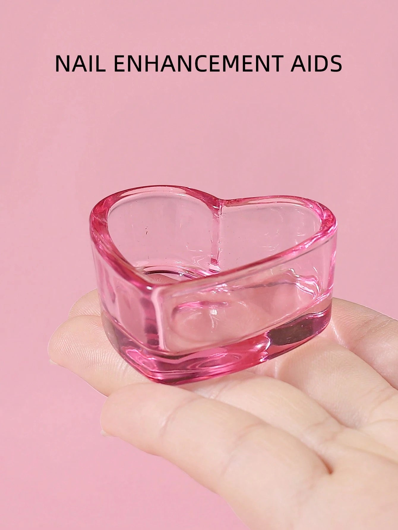 klimonla 1Pc Multifunctional Mini Pink Heart Shaped Wash Cup, Paint Mixing Cup, Crystal Glass,Nail Supplies,Nail Tools,Nail Art Tools,Back To School,Nails,Nail Tools For Press On Nails