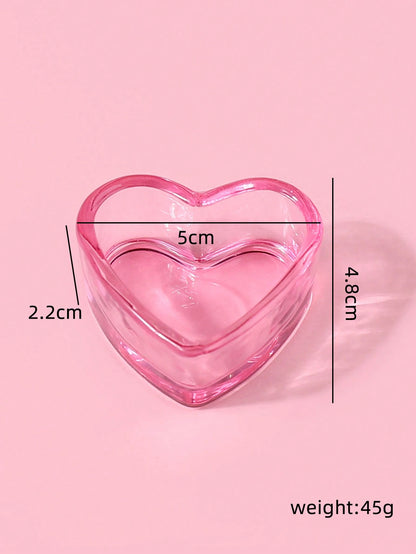 klimonla 1Pc Multifunctional Mini Pink Heart Shaped Wash Cup, Paint Mixing Cup, Crystal Glass,Nail Supplies,Nail Tools,Nail Art Tools,Back To School,Nails,Nail Tools For Press On Nails