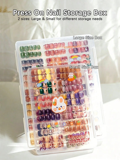 klimonla Nail Art Press-On Nails Storage Box Dust-Proof Transparent Organizer Book Nail Tip Style Display Color Card Album