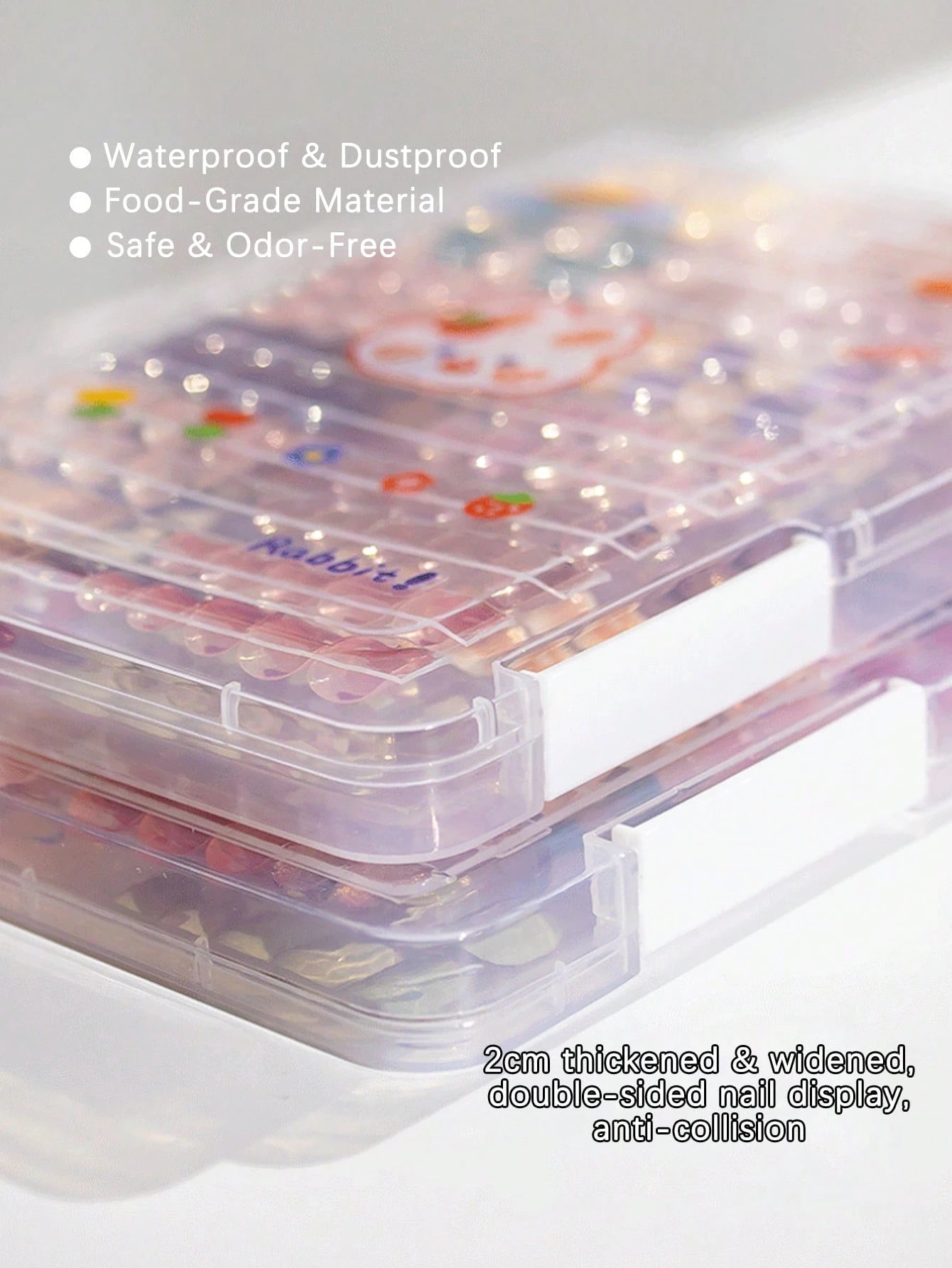 klimonla Nail Art Press-On Nails Storage Box Dust-Proof Transparent Organizer Book Nail Tip Style Display Color Card Album