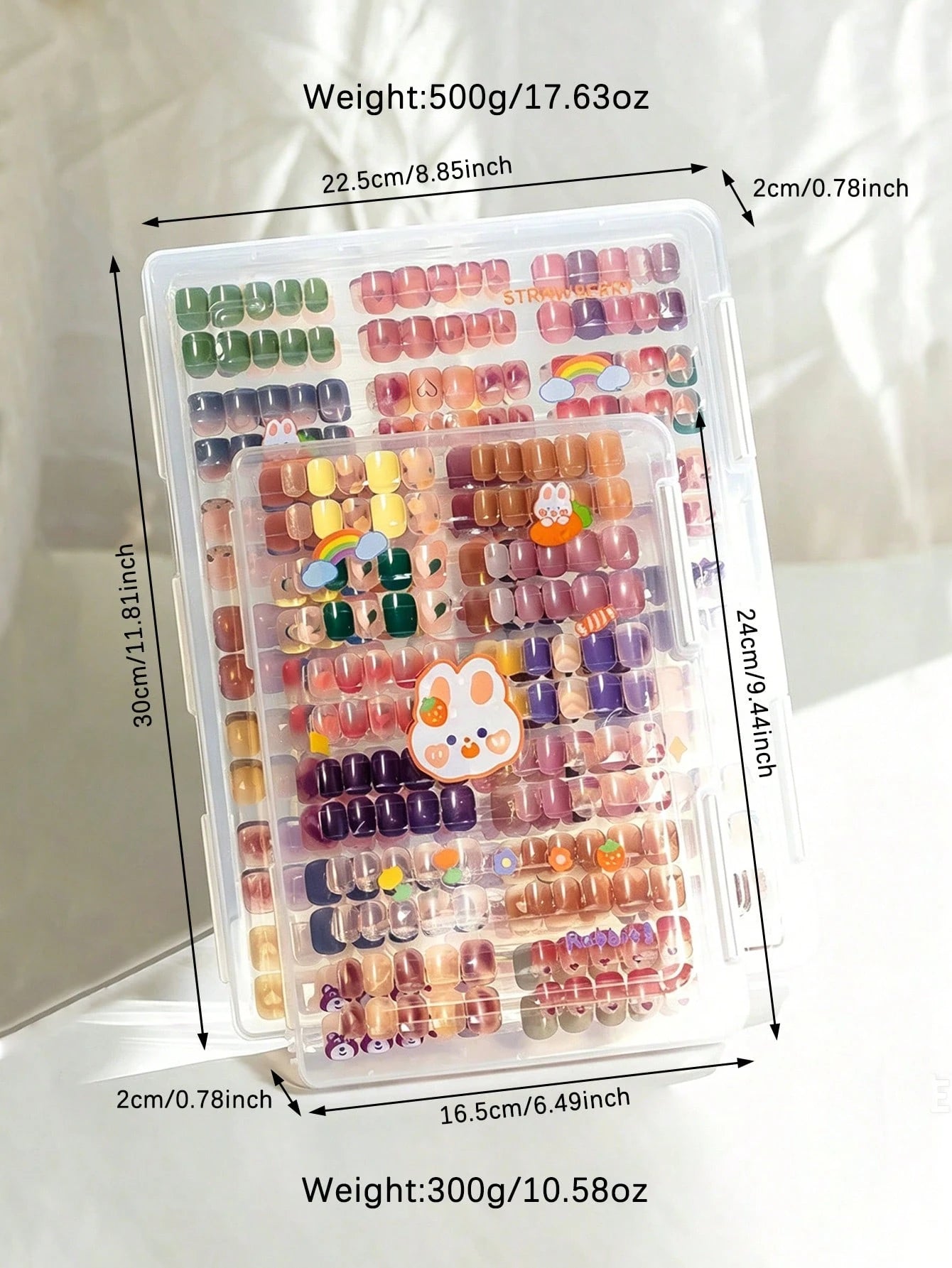 klimonla Nail Art Press-On Nails Storage Box Dust-Proof Transparent Organizer Book Nail Tip Style Display Color Card Album
