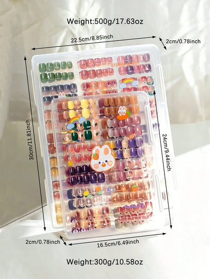 klimonla Nail Art Press-On Nails Storage Box Dust-Proof Transparent Organizer Book Nail Tip Style Display Color Card Album
