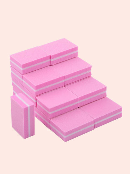 klimonla Pink Mini Nail Buffer Block 180/100 Grit Sponge Nail Polish Sanding Buffer Strips Nail File Blocks Manicure Tools 20pcs