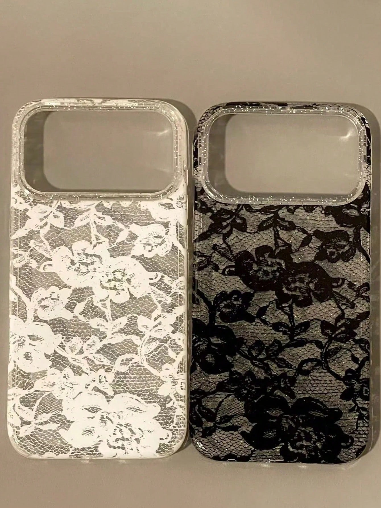 Lace Elements Fashion Phone Cases Shockproof Lace Floral Print Elegant Romantic Glitter Transparent Soft Phone Case, Compatible With IPhone 17 Pro Max, 17 Pro, 17, 16 Pro Max, 16 Pro, 16, 15 Pro Max