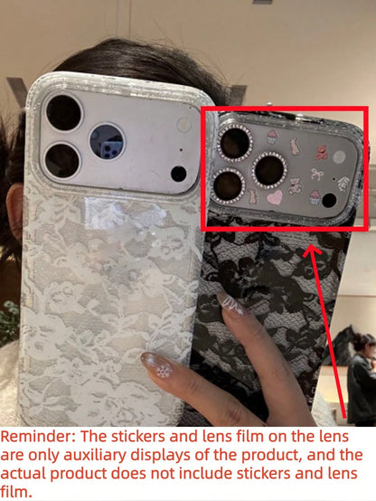 Lace Elements Fashion Phone Cases Shockproof Lace Floral Print Elegant Romantic Glitter Transparent Soft Phone Case, Compatible With IPhone 17 Pro Max, 17 Pro, 17, 16 Pro Max, 16 Pro, 16, 15 Pro Max