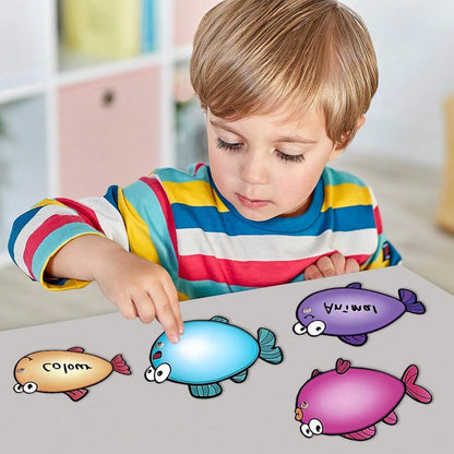 Lachilly Wooden Magnetic Fishing Game With Erasable Cards, Fine Motor Skills Toy, DIY Fishing Catch Handwritten Numbers ABC Letters Common Words Counting Color Sorting Puzzle, Spelling Reading Board G