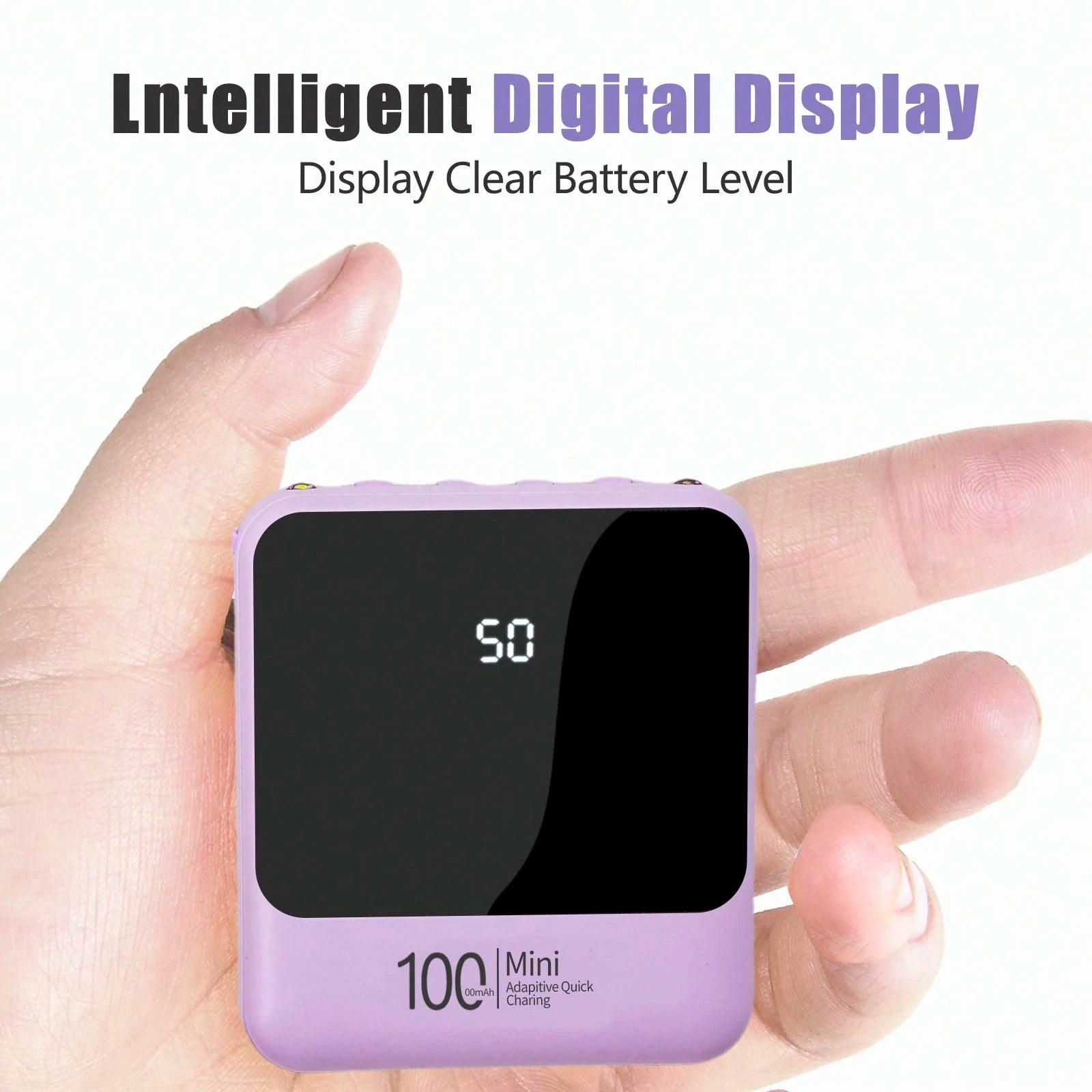 LADAPU 10000mAh 5V5W Cute Mini Portable Pocket Size Slow Charging Power Bank, Small Size Large Capacity High Appearance, Build With 3 Cables, High-Speed Rechargeable Battery, For Android Phone, Gifts