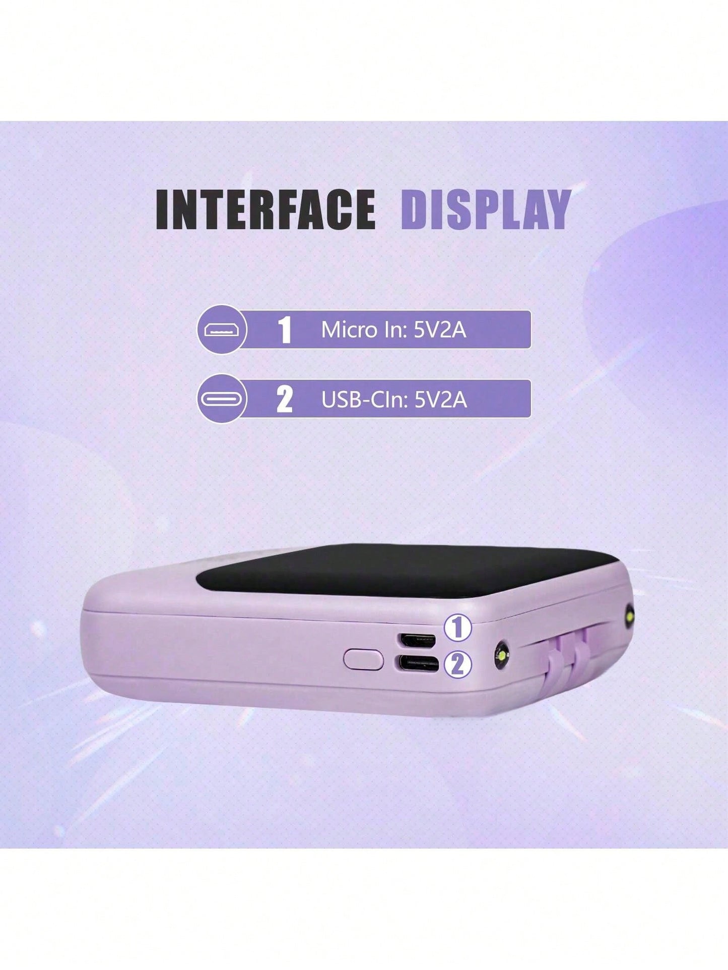 LADAPU 10000mAh 5V5W Cute Mini Portable Pocket Size Slow Charging Power Bank, Small Size Large Capacity High Appearance, Build With 3 Cables, High-Speed Rechargeable Battery, For Android Phone, Gifts