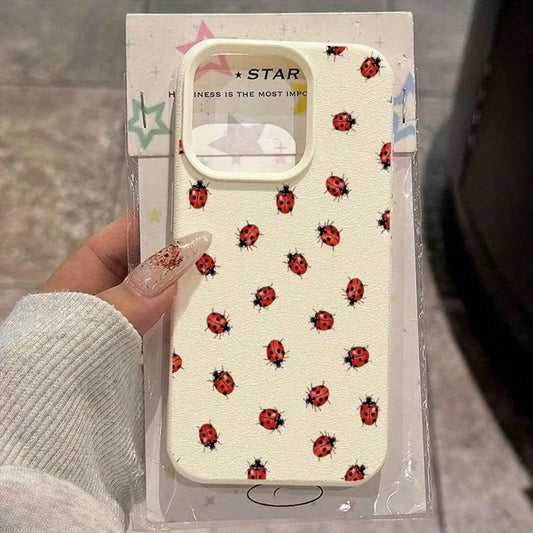 Ladybug Repeating Pattern Print Case For 16 Pro Max, 15 Pro Max/14/16 Plus/15 Pro/13 Pro/12/83- Minimalist, Shockproof & Stylish Protective CoverSuitable For 17 Air