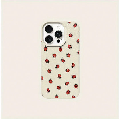 Ladybug Repeating Pattern Print Case For 16 Pro Max, 15 Pro Max/14/16 Plus/15 Pro/13 Pro/12/83- Minimalist, Shockproof & Stylish Protective CoverSuitable For 17 Air