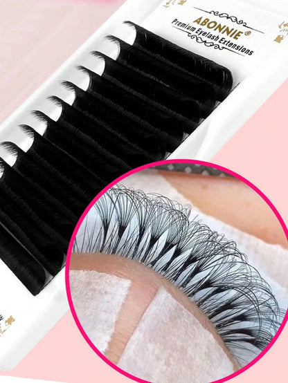 LAKANAKU Abonnie 12Rows D Curl Mix Easy Fans Volume Lashes Extensions Auto Fans Eyelashes Extensions False Eyelashes Blooming Easy Fan Volume Cilios Lash Clusters,Eye Lash Clusters,Individual Eyelashe