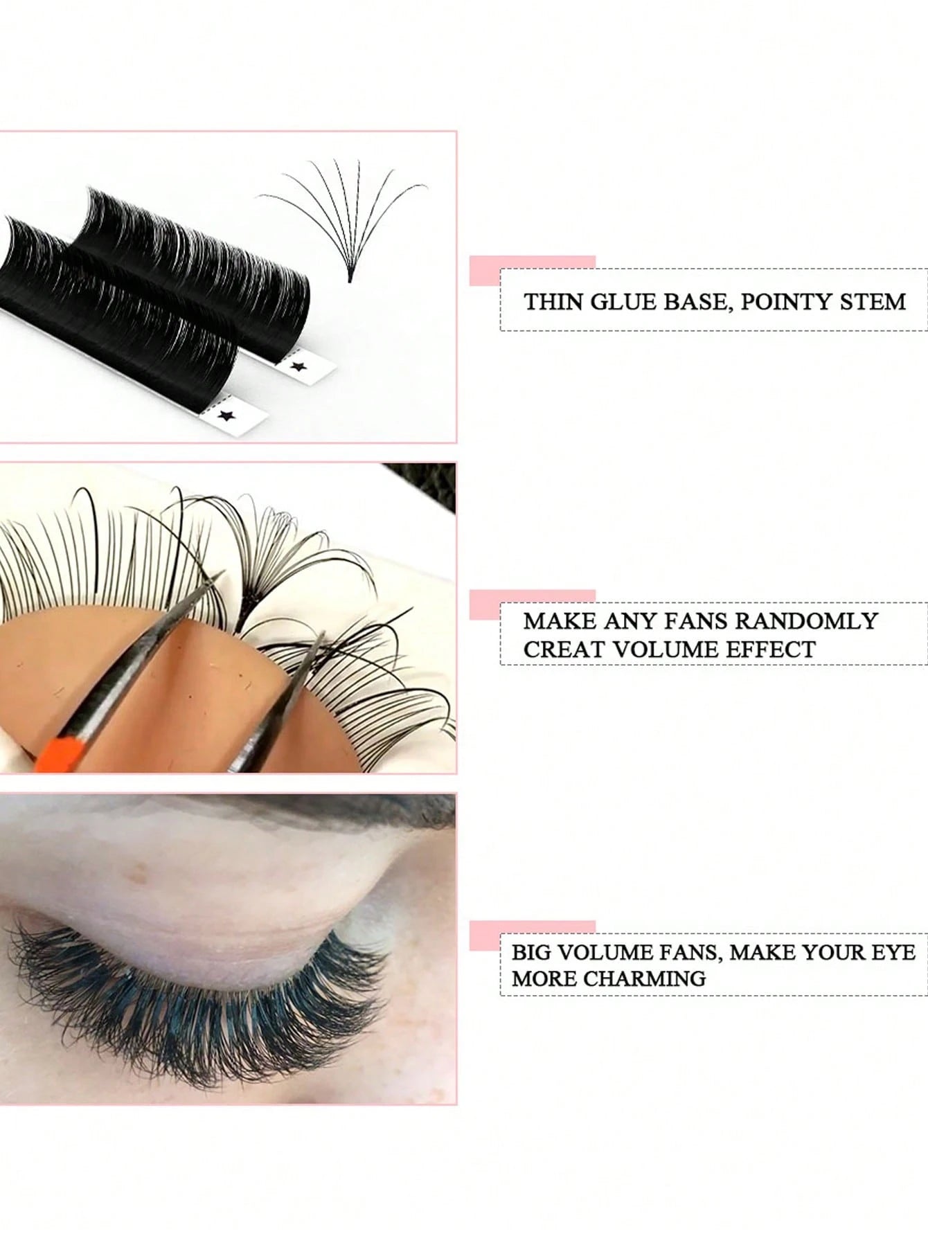 LAKANAKU Abonnie 12Rows D Curl Mix Easy Fans Volume Lashes Extensions Auto Fans Eyelashes Extensions False Eyelashes Blooming Easy Fan Volume Cilios Lash Clusters,Eye Lash Clusters,Individual Eyelashe