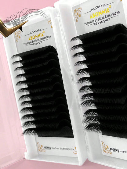 LAKANAKU Abonnie 12Rows D Curl Mix Easy Fans Volume Lashes Extensions Auto Fans Eyelashes Extensions False Eyelashes Blooming Easy Fan Volume Cilios Lash Clusters,Eye Lash Clusters,Individual Eyelashe