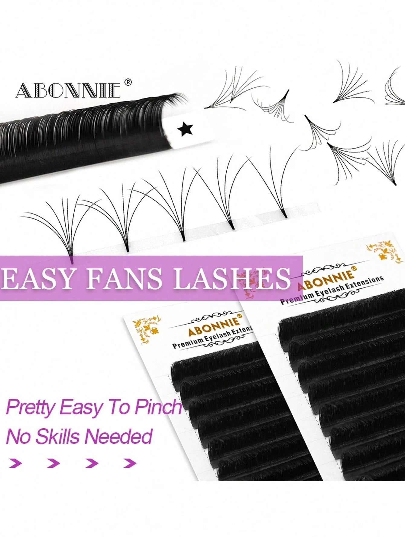 LAKANAKU Abonnie 12Rows D Curl Mix Easy Fans Volume Lashes Extensions Auto Fans Eyelashes Extensions False Eyelashes Blooming Easy Fan Volume Cilios Lash Clusters,Eye Lash Clusters,Individual Eyelashe