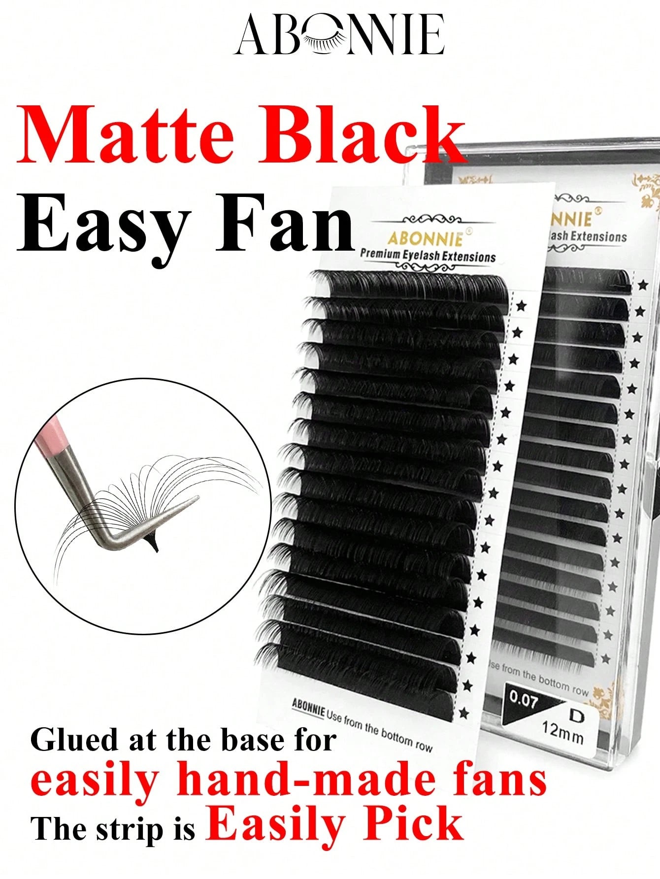 LAKANAKU Abonnie 12Rows D Curl Mix Easy Fans Volume Lashes Extensions Auto Fans Eyelashes Extensions False Eyelashes Blooming Easy Fan Volume Cilios Lash Clusters,Eye Lash Clusters,Individual Eyelashe