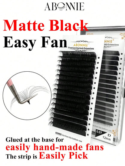 LAKANAKU Abonnie 12Rows D Curl Mix Easy Fans Volume Lashes Extensions Auto Fans Eyelashes Extensions False Eyelashes Blooming Easy Fan Volume Cilios Lash Clusters,Eye Lash Clusters,Individual Eyelashe