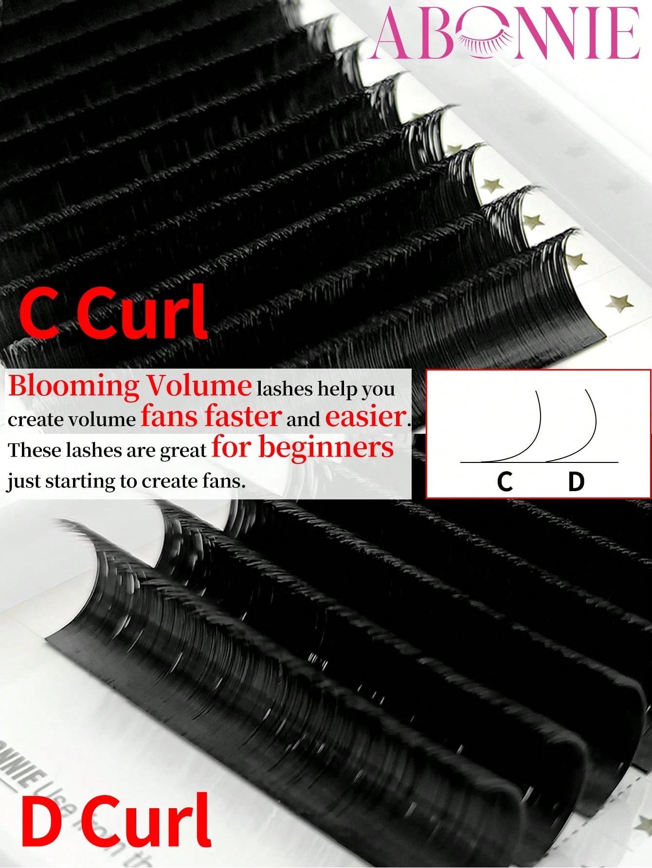 LAKANAKU Abonnie 12Rows D Curl Mix Easy Fans Volume Lashes Extensions Auto Fans Eyelashes Extensions False Eyelashes Blooming Easy Fan Volume Cilios Lash Clusters,Eye Lash Clusters,Individual Eyelashe