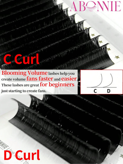 LAKANAKU Abonnie 12Rows D Curl Mix Easy Fans Volume Lashes Extensions Auto Fans Eyelashes Extensions False Eyelashes Blooming Easy Fan Volume Cilios Lash Clusters,Eye Lash Clusters,Individual Eyelashe