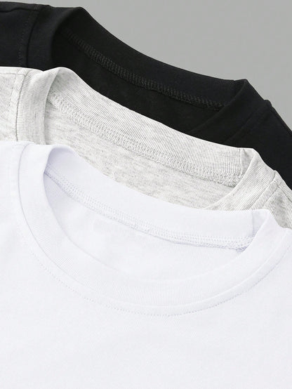 Lalippa 3pcs Women Cotton Long Sleeve Solid Color Fitted Crew Neck T-Shirts