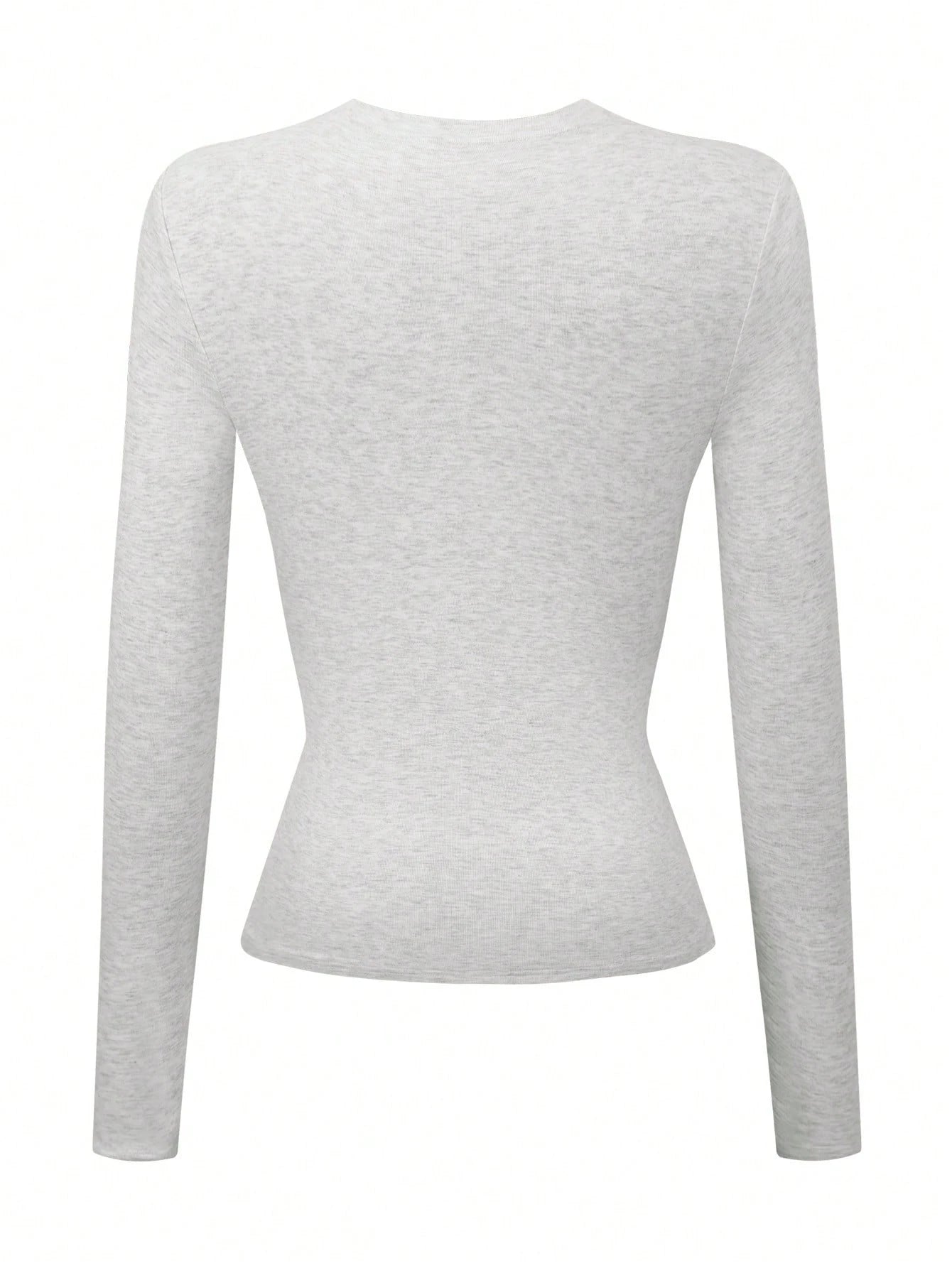Lalippa 3pcs Women Cotton Long Sleeve Solid Color Fitted Crew Neck T-Shirts