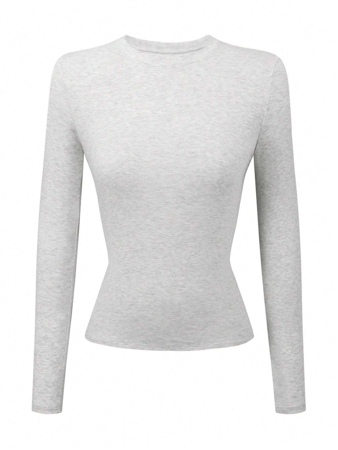 Lalippa 3pcs Women Cotton Long Sleeve Solid Color Fitted Crew Neck T-Shirts