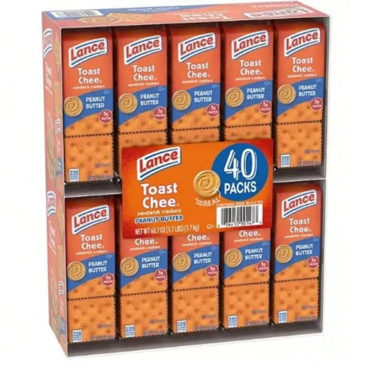 Lance ToastChee Peanut Butter Crackers, 1.52 Oz., 40 Pk