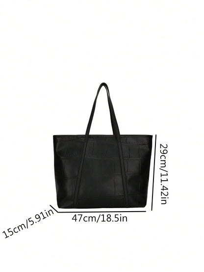 Large Capacity Embossed Women's New Korean Style Versatile Embossed Shoulder Fashion Commuter Tote Bag