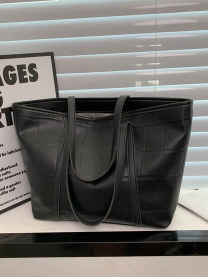 Large Capacity Embossed Women's New Korean Style Versatile Embossed Shoulder Fashion Commuter Tote Bag