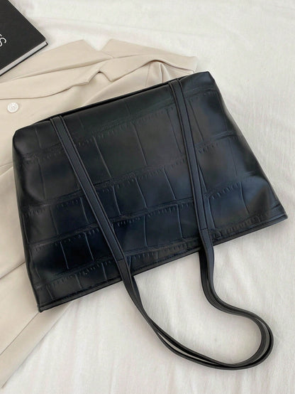Large Capacity Embossed Women's New Korean Style Versatile Embossed Shoulder Fashion Commuter Tote Bag