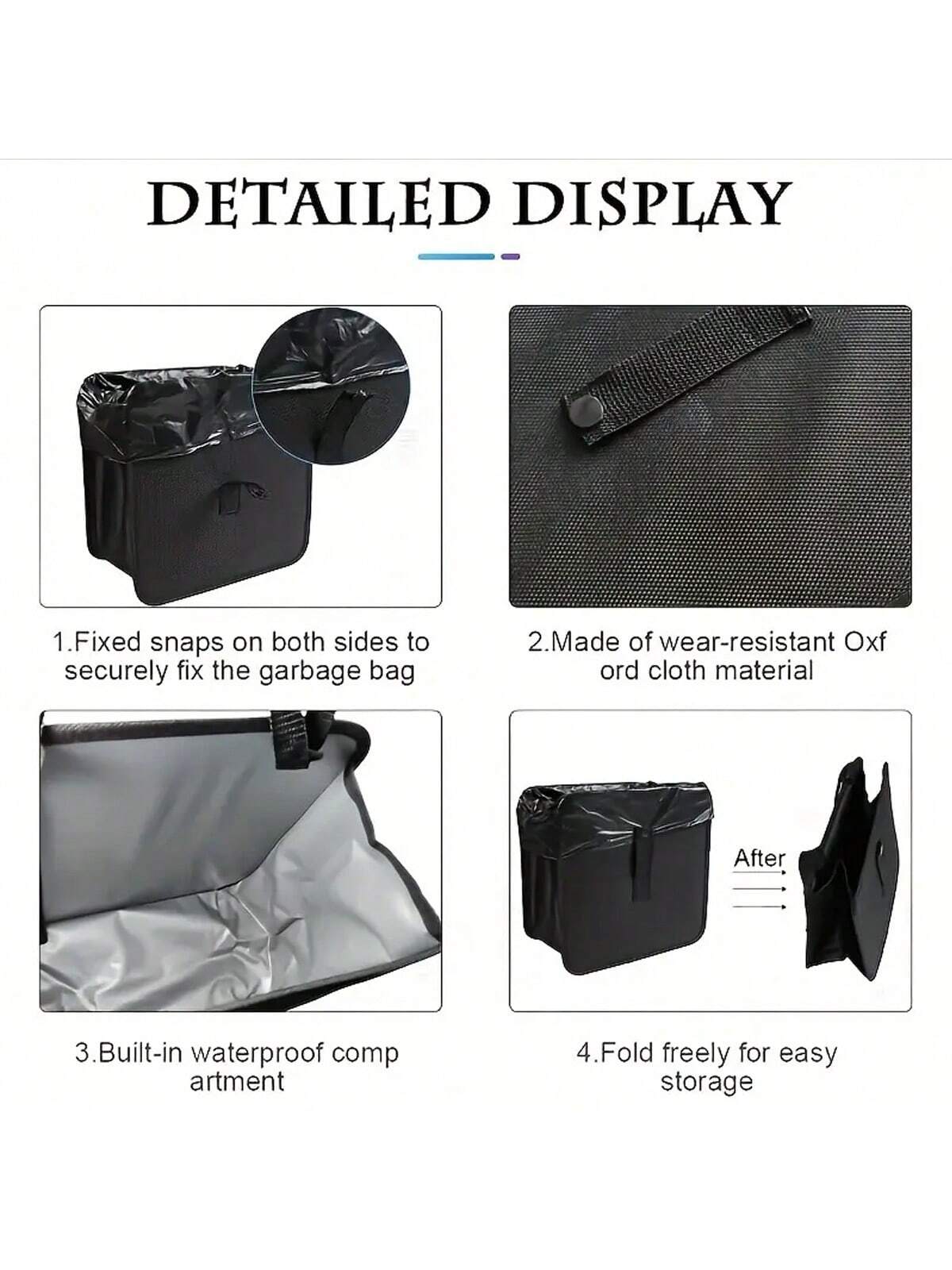 Large Capacity Foldable Car Trash Can- Waterproof And Leakproof Hanging Storage Bag, Leakproof Car Box, Portable Hanging Trash For Cars, SUVs, Trucks, Minivans, Perfect Gifts In The Car