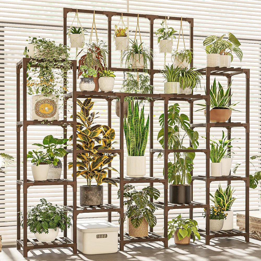Large Plant Stand Indoor Outdoor 63" Tall Plant Shelf For Plants 14-Tier Large Plant Sheves For Living Room Heavy Duty Plant Rack Garden Balcony Patio Hanging Planter