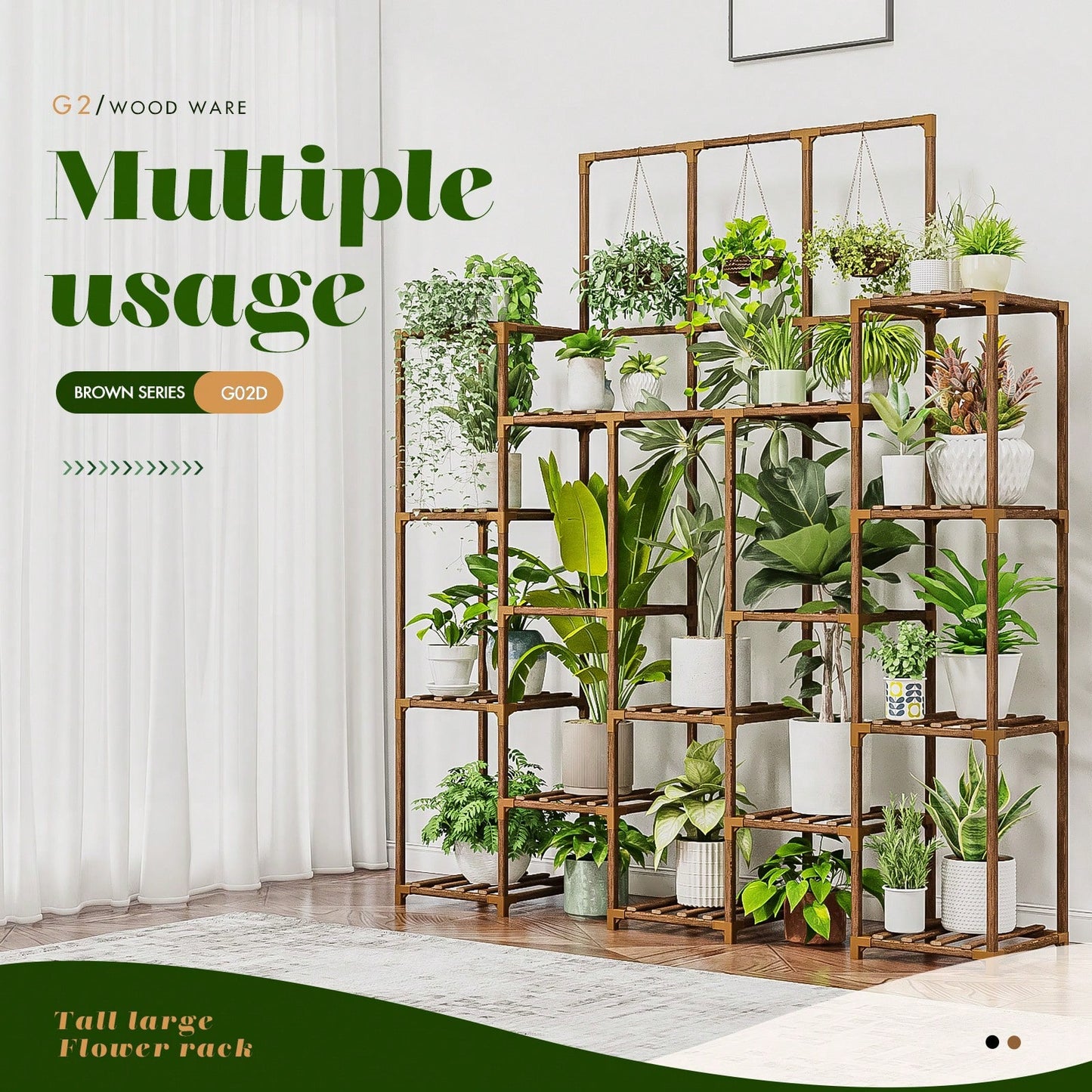 Large Plant Stand Indoor Outdoor 63" Tall Plant Shelf For Plants 14-Tier Large Plant Sheves For Living Room Heavy Duty Plant Rack Garden Balcony Patio Hanging Planter