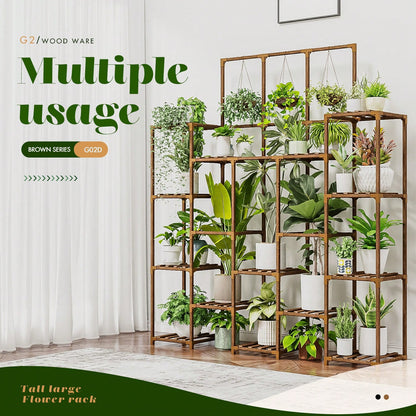 Large Plant Stand Indoor Outdoor 63" Tall Plant Shelf For Plants 14-Tier Large Plant Sheves For Living Room Heavy Duty Plant Rack Garden Balcony Patio Hanging Planter