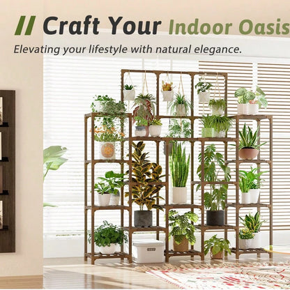 Large Plant Stand Indoor Outdoor 63" Tall Plant Shelf For Plants 14-Tier Large Plant Sheves For Living Room Heavy Duty Plant Rack Garden Balcony Patio Hanging Planter