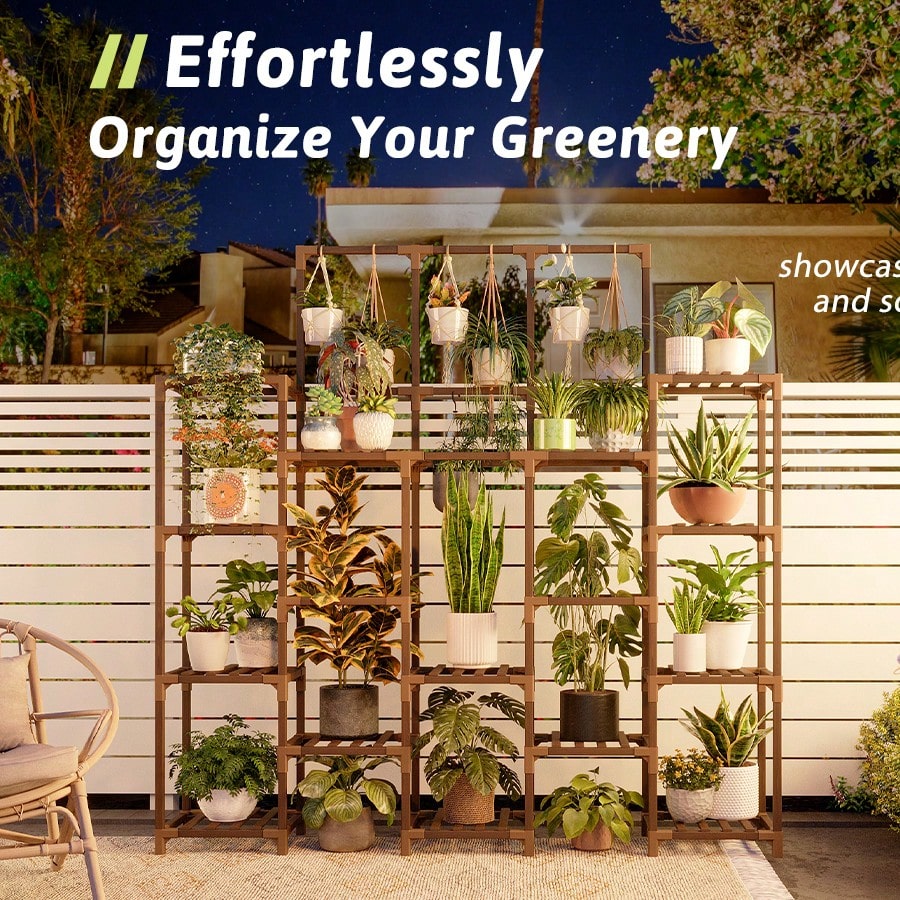 Large Plant Stand Indoor Outdoor 63" Tall Plant Shelf For Plants 14-Tier Large Plant Sheves For Living Room Heavy Duty Plant Rack Garden Balcony Patio Hanging Planter
