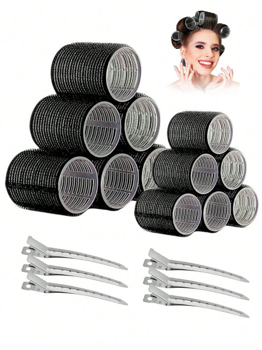 Large Size Hair Rollers With Clips, Self-Gripping Curler Suitable For Long/Medium/Short Hair And Bangs, DIY Hair Curling Tool (Includes 12pcs Large Roller Tubes + 6pcs Clips)
