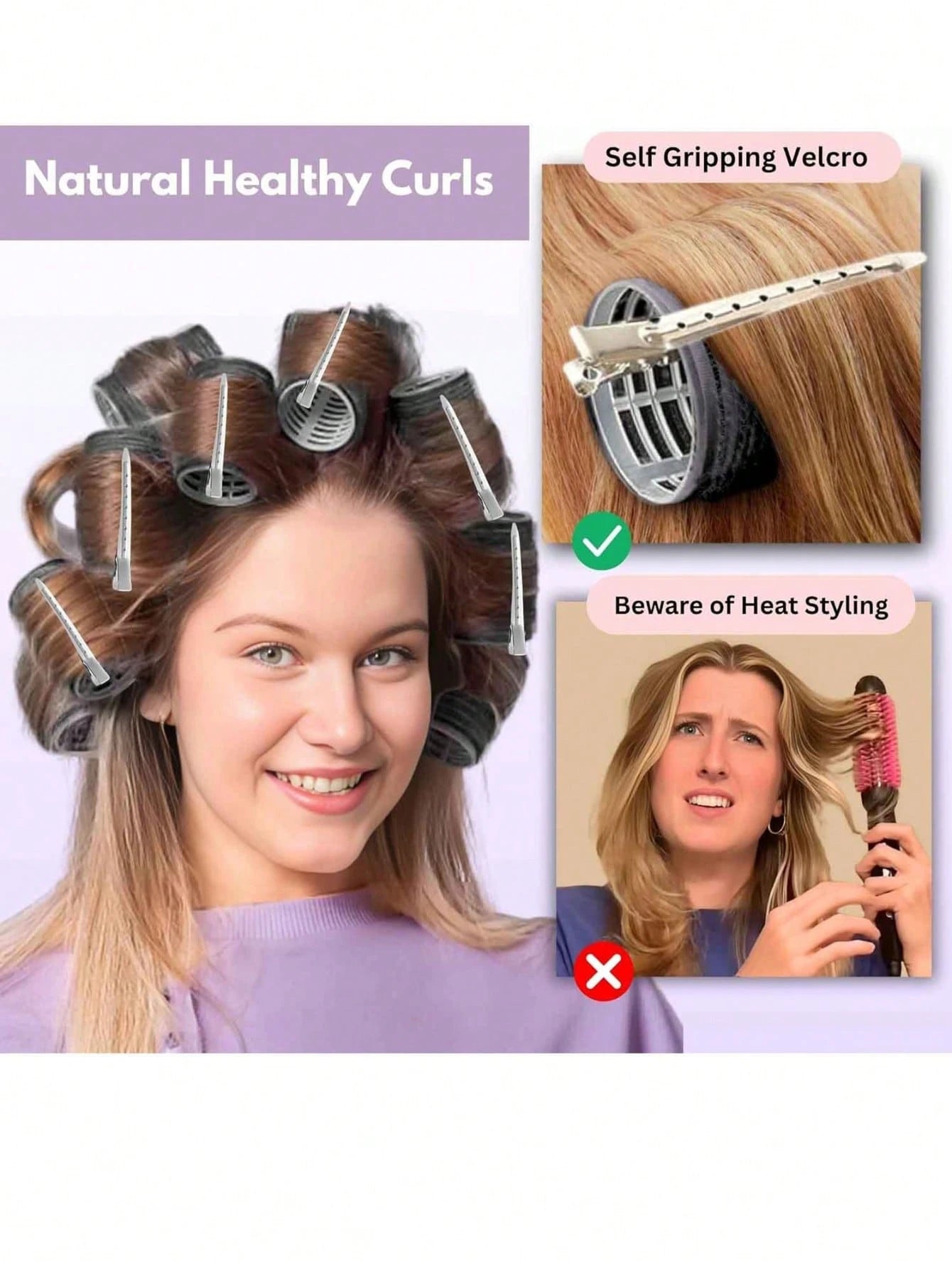 Large Size Hair Rollers With Clips, Self-Gripping Curler Suitable For Long/Medium/Short Hair And Bangs, DIY Hair Curling Tool (Includes 12pcs Large Roller Tubes + 6pcs Clips)