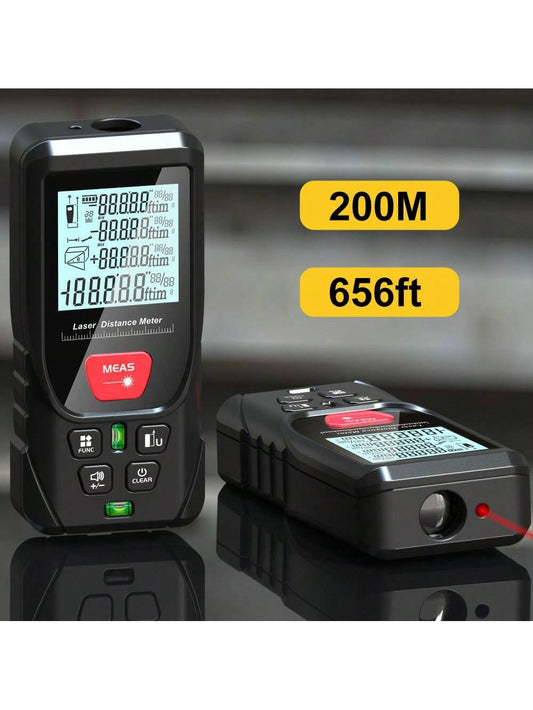 Laser Meter Digital Tape 50m 100m 150m 200m Laser Distance Meter 2 Bubbles Leveling Backlit High Accuracy Handheld Laser Rangefinder Laser Tape Measure With Bag