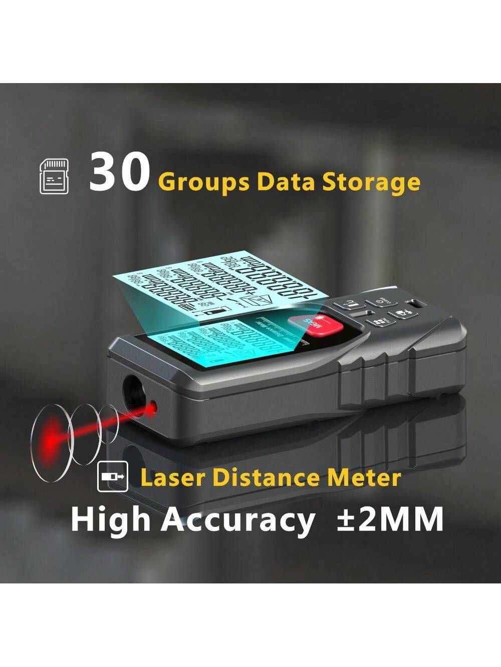 Laser Meter Digital Tape 50m 100m 150m 200m Laser Distance Meter 2 Bubbles Leveling Backlit High Accuracy Handheld Laser Rangefinder Laser Tape Measure With Bag