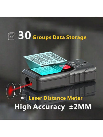 Laser Meter Digital Tape 50m 100m 150m 200m Laser Distance Meter 2 Bubbles Leveling Backlit High Accuracy Handheld Laser Rangefinder Laser Tape Measure With Bag