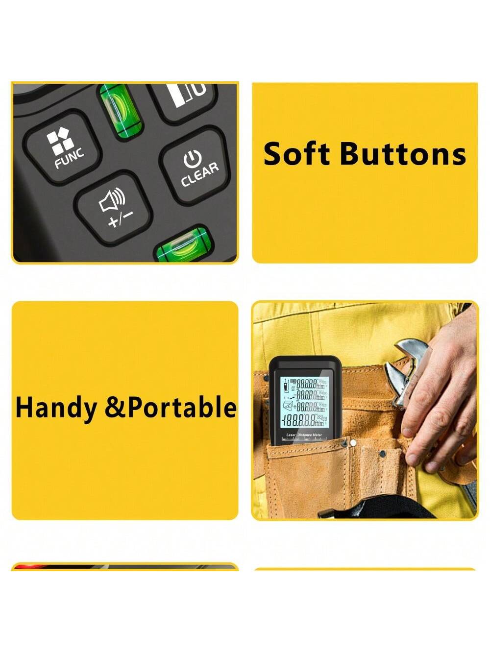 Laser Meter Digital Tape 50m 100m 150m 200m Laser Distance Meter 2 Bubbles Leveling Backlit High Accuracy Handheld Laser Rangefinder Laser Tape Measure With Bag