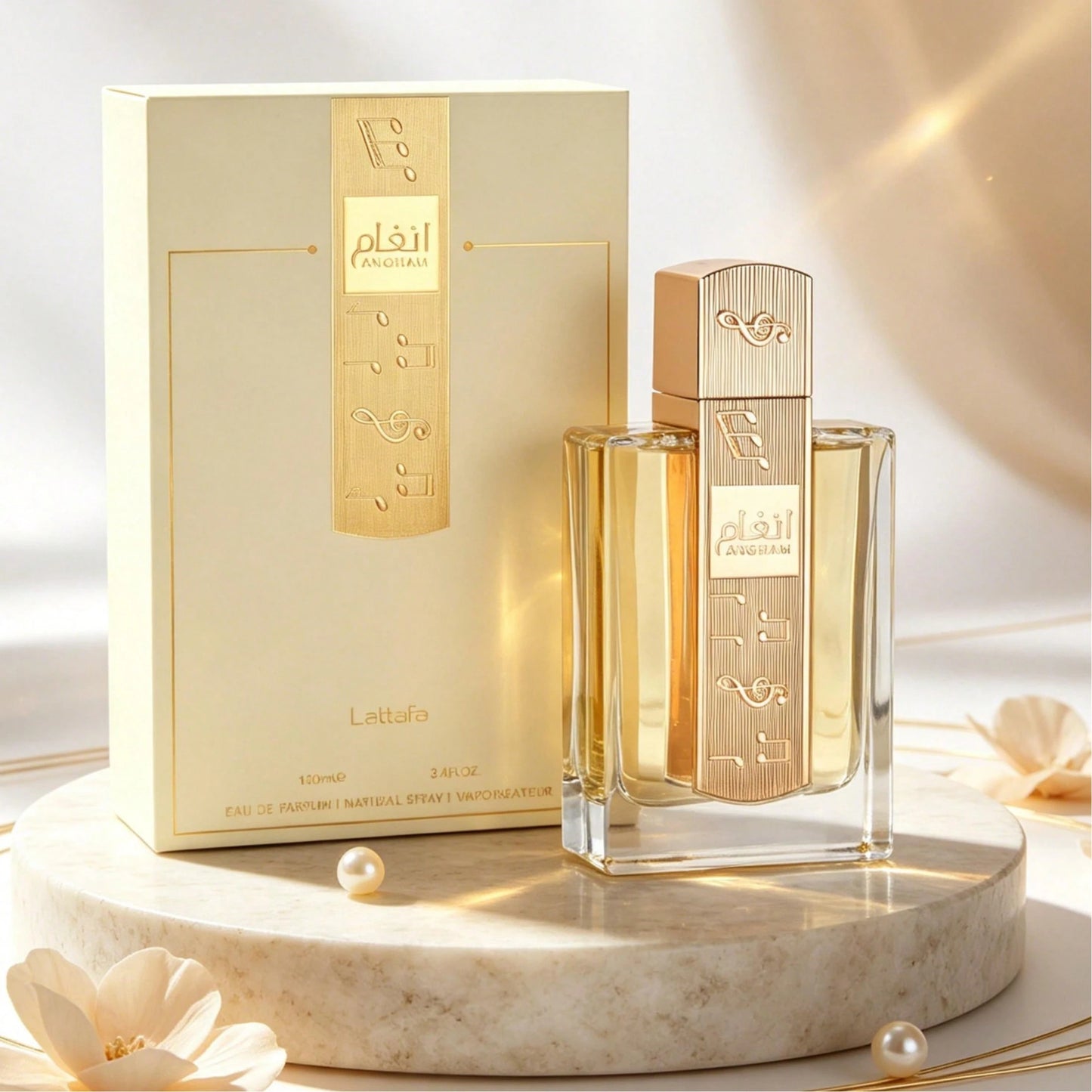 Lattafa Angham Women's Eau De Parfum Spray 3.40 Ounce 100ml Long Lasting Elegant Fragrance Mandarin Ginger Pink Pepper Scent Luxury Ladies Perfume Dating Wedding Travel Holiday Gift