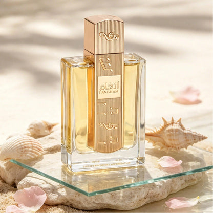 Lattafa Angham Women's Eau De Parfum Spray 3.40 Ounce 100ml Long Lasting Elegant Fragrance Mandarin Ginger Pink Pepper Scent Luxury Ladies Perfume Dating Wedding Travel Holiday Gift
